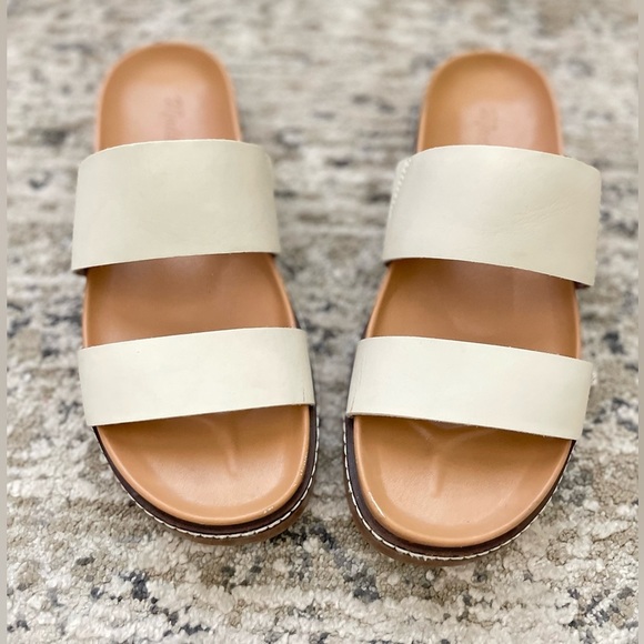 Madewell Shoes - Madewell The Charley Leather Sandals Size 6 Cream Beige 2 strap